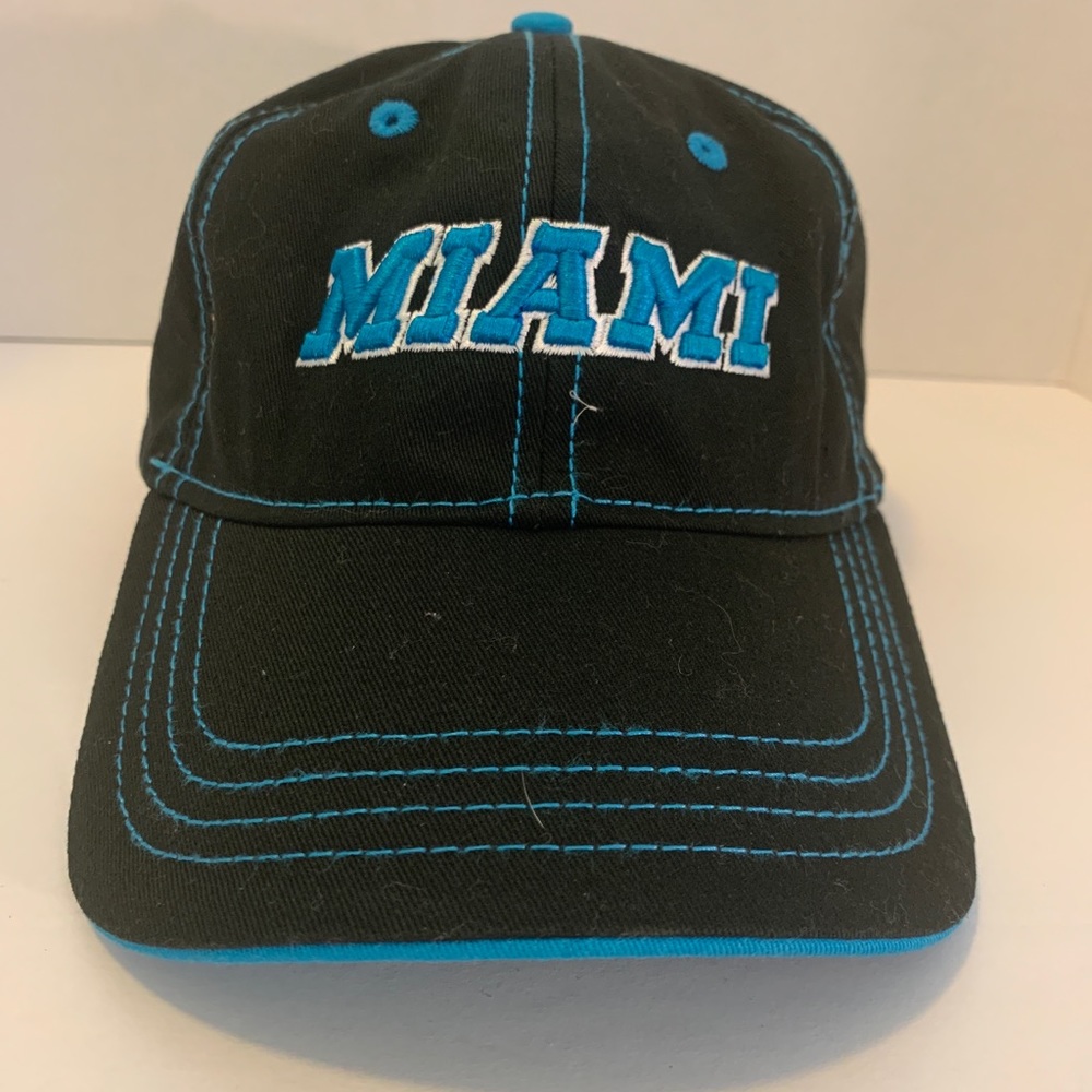 Miami Adjustable Baseball Cap Hat Blue Black Florida